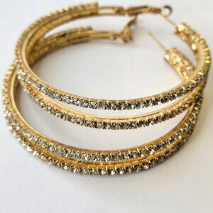 Double Hoop Earrings with Crystals